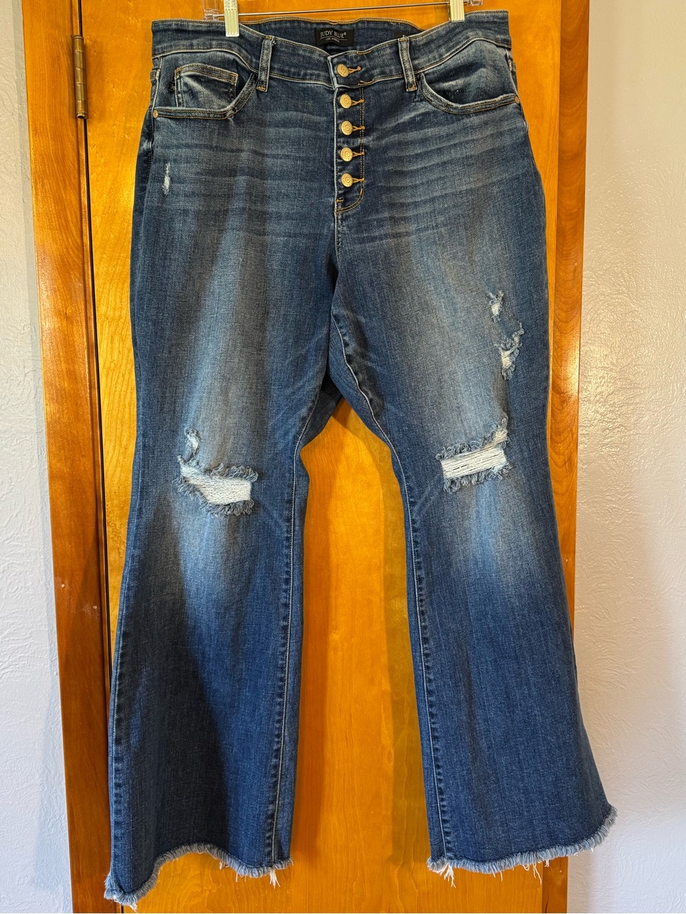 Judy Blue Dark Blue Distressed Flare Jeans